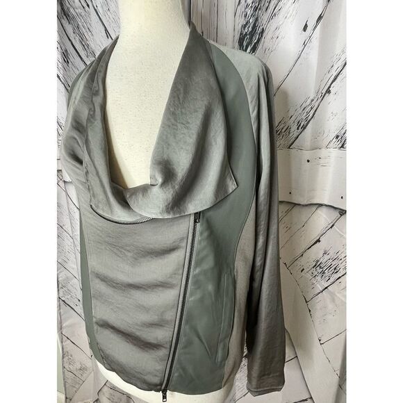 American Retro Aston Grey Leather Trim Jacket Size 40 - Picture 2 of 12